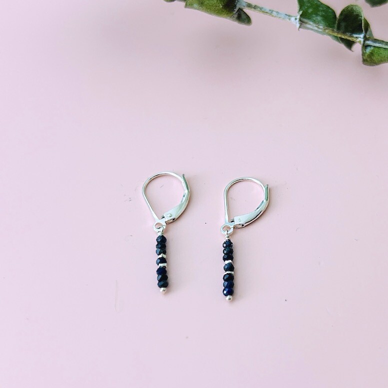 Handmade Silver Earrings with 2mm Sapphire Stack