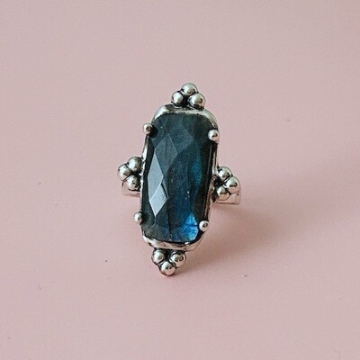 Stunning Rectangular Labradorite Ring