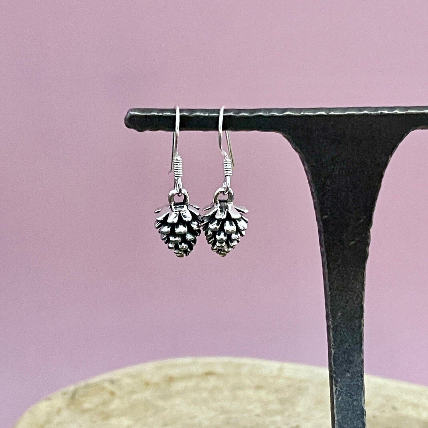 Sterling Silver Pinecone Dangle Earrings