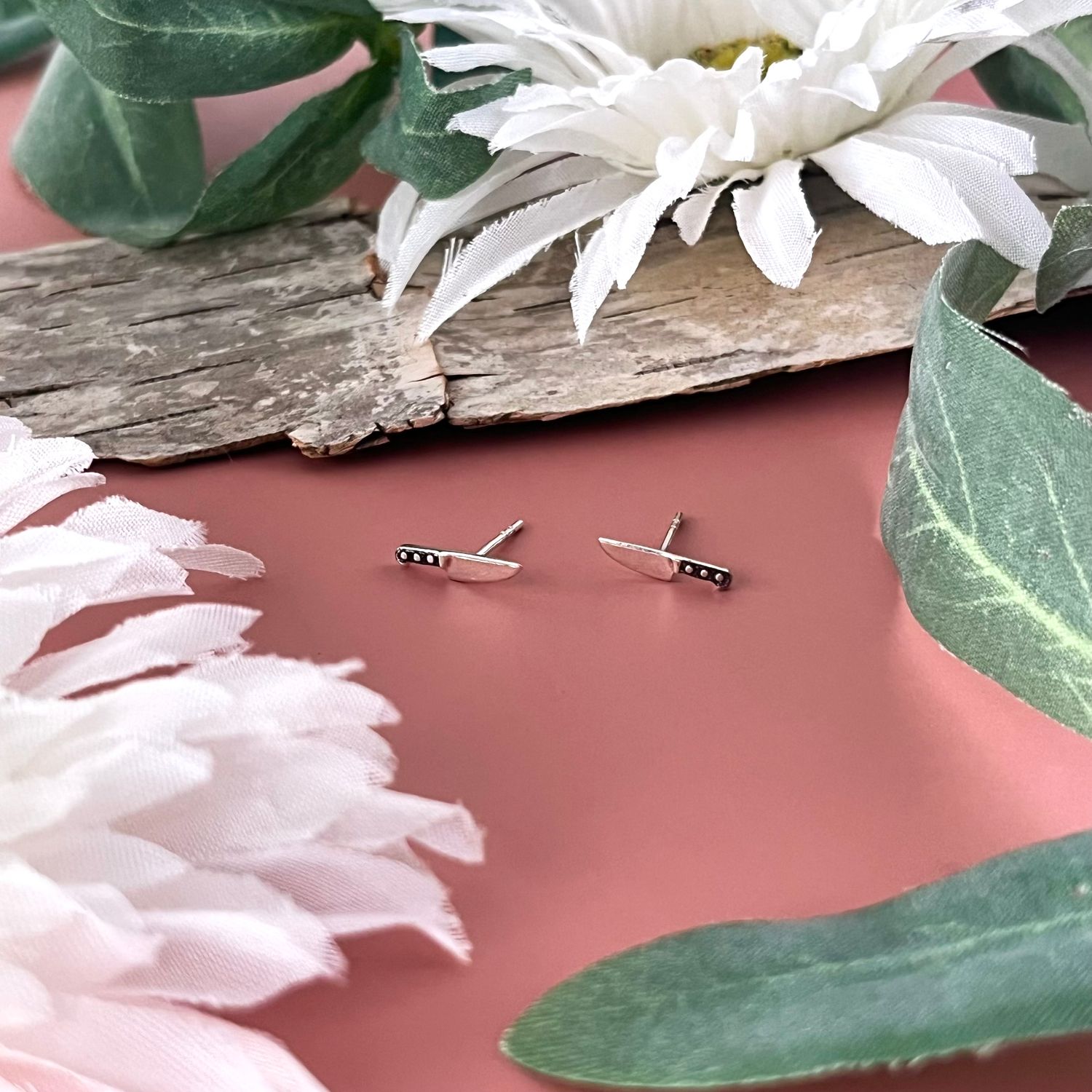 Silver Kitchen Knife Post Earrings