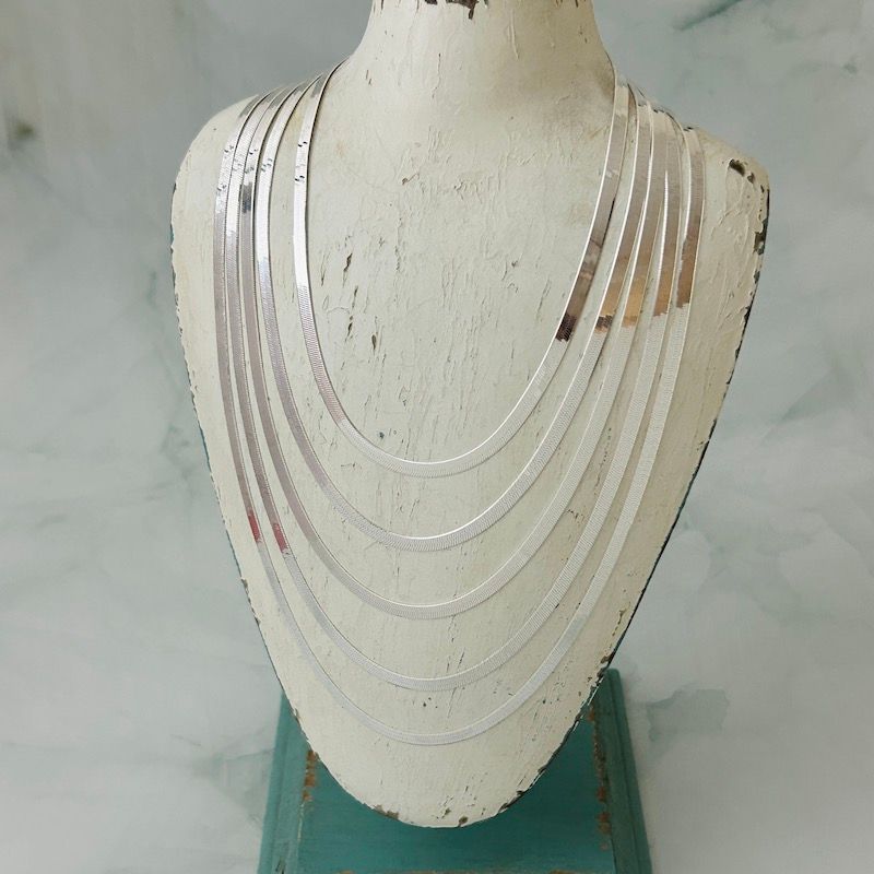 Sterling Silver 5mm Herringbone Chain, Length: 18" Necklace