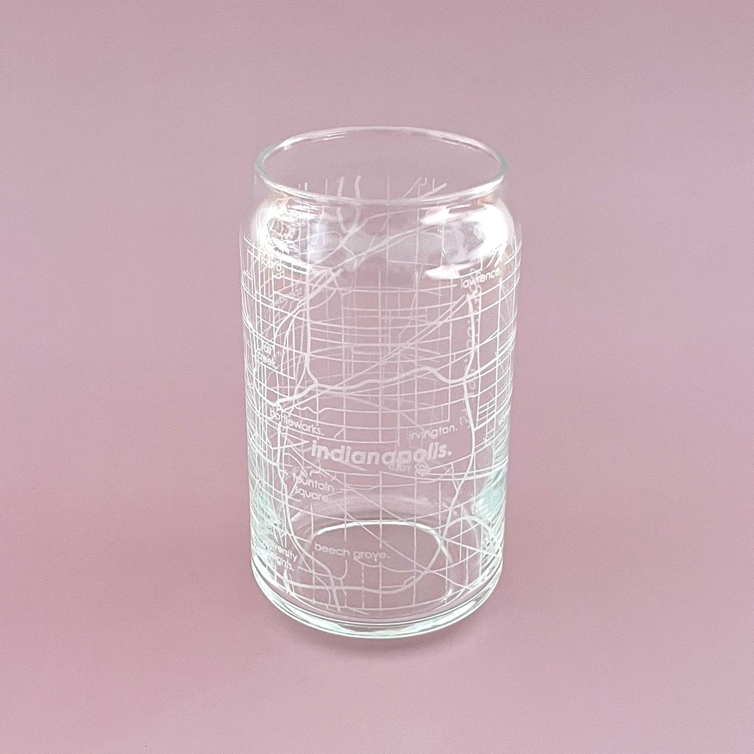 Indianapolis Map 16oz Can Glass