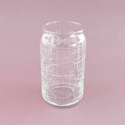 Indianapolis Map 16oz Can Glass