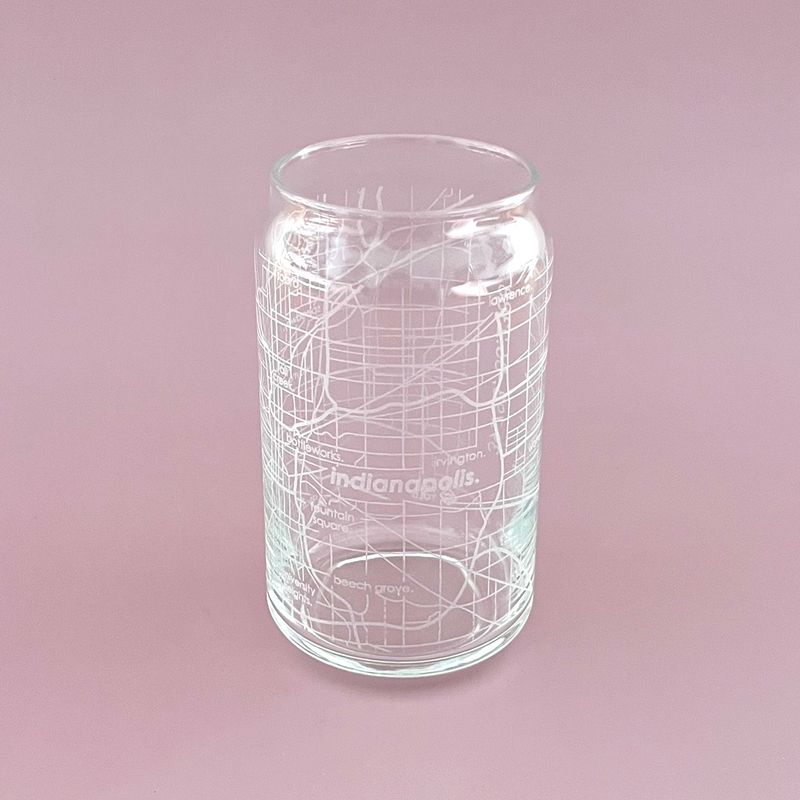 Indianapolis Map 16oz Can Glass