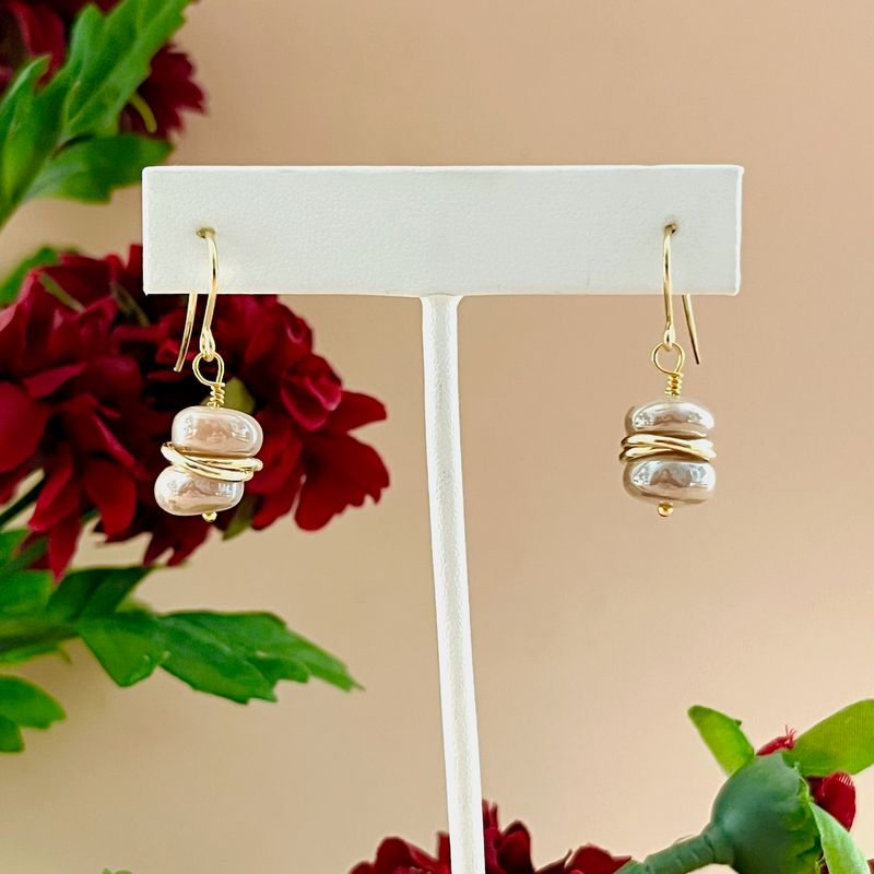 Handmade Peach Moonstone Earrings