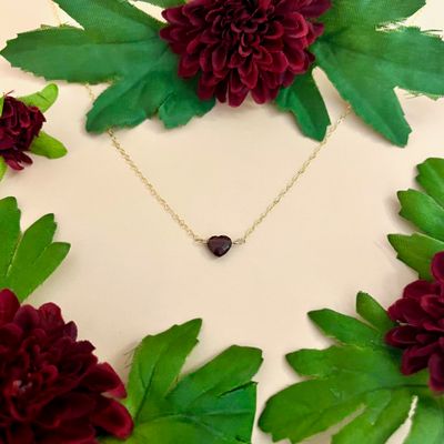 Handmade Garnet Heart Necklace