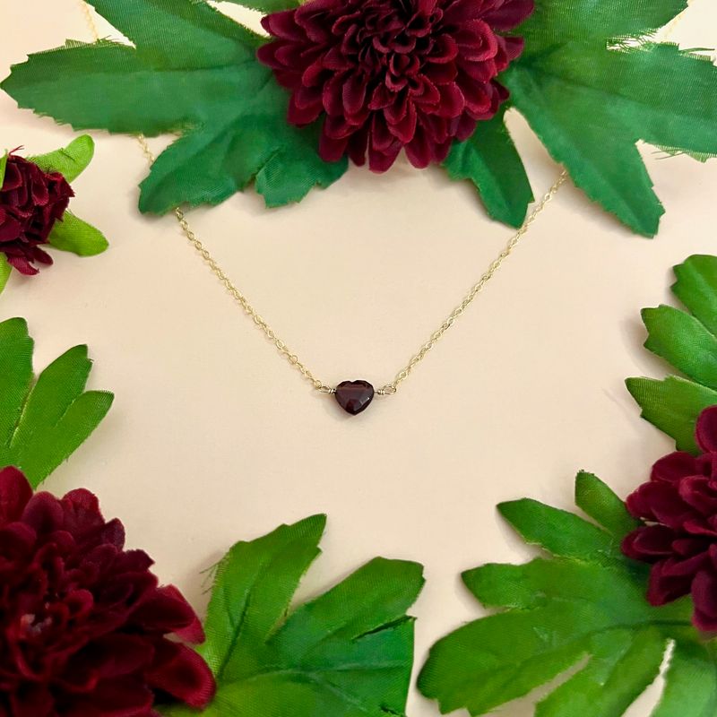 Handmade Garnet Heart Necklace