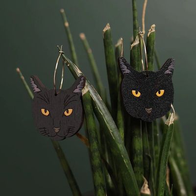 Black Cat Hoop Earrings by Le Chic Miami