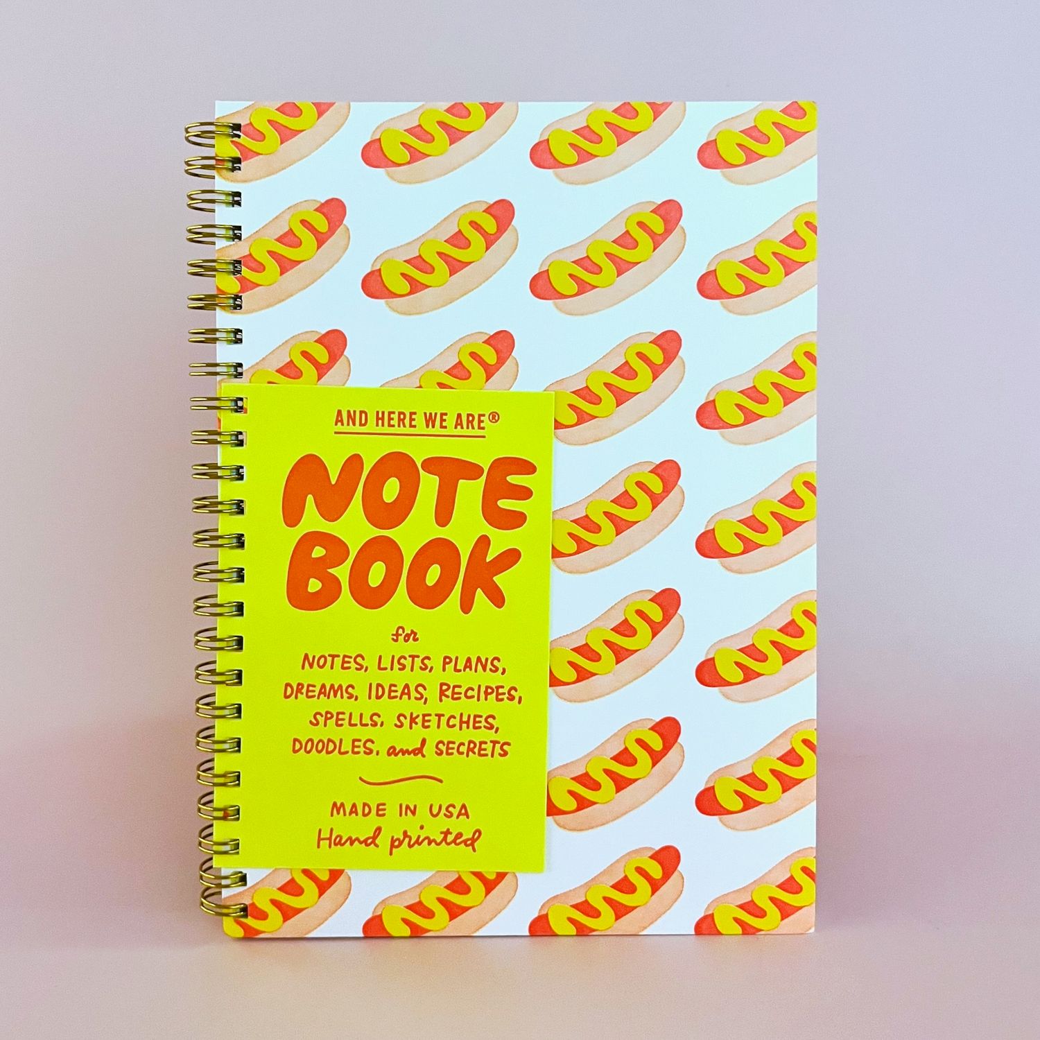 Letterpress Spiral Notebook, Style: Hot Dogs