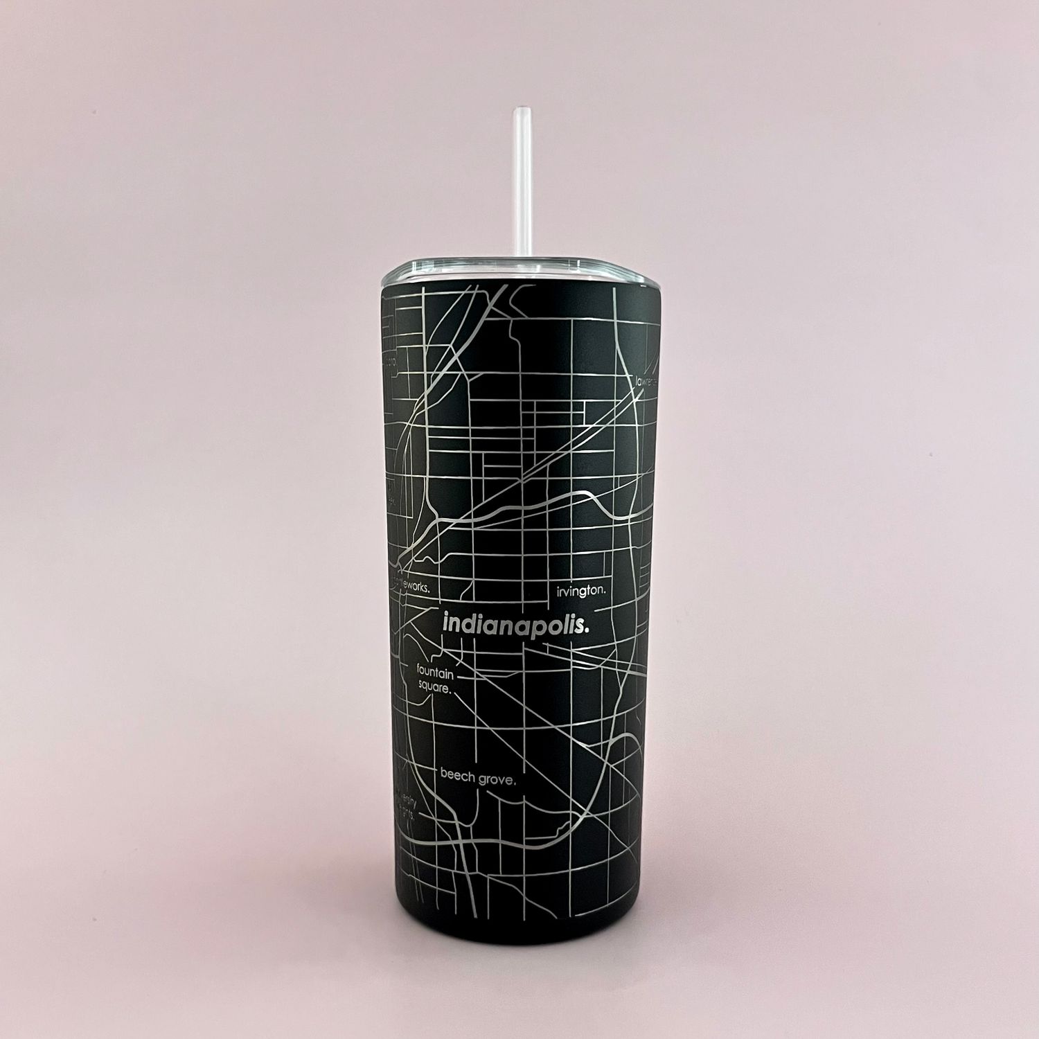 Indianapolis Map Insulated Black Tumbler 16oz