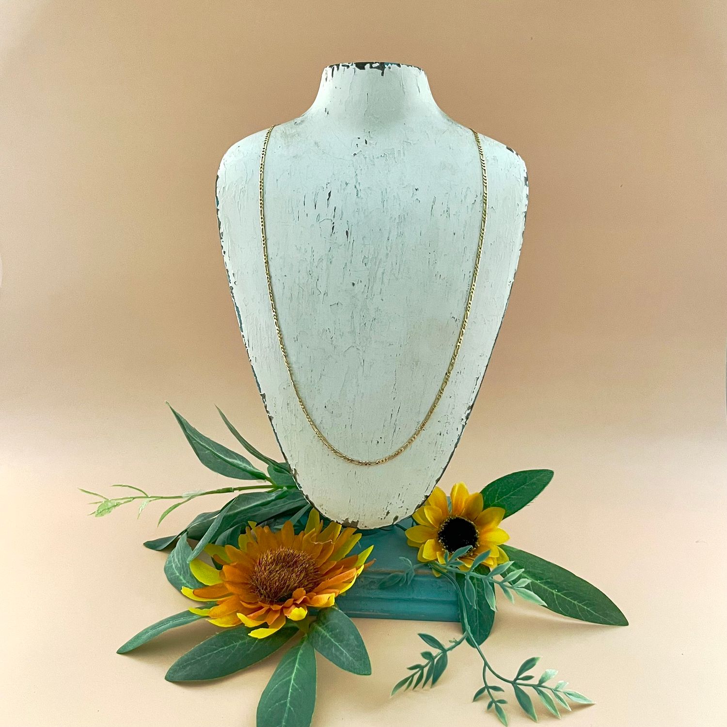 18k Gold Filled 2.5mm Flat Figaro Chain, Length: 24" Necklace