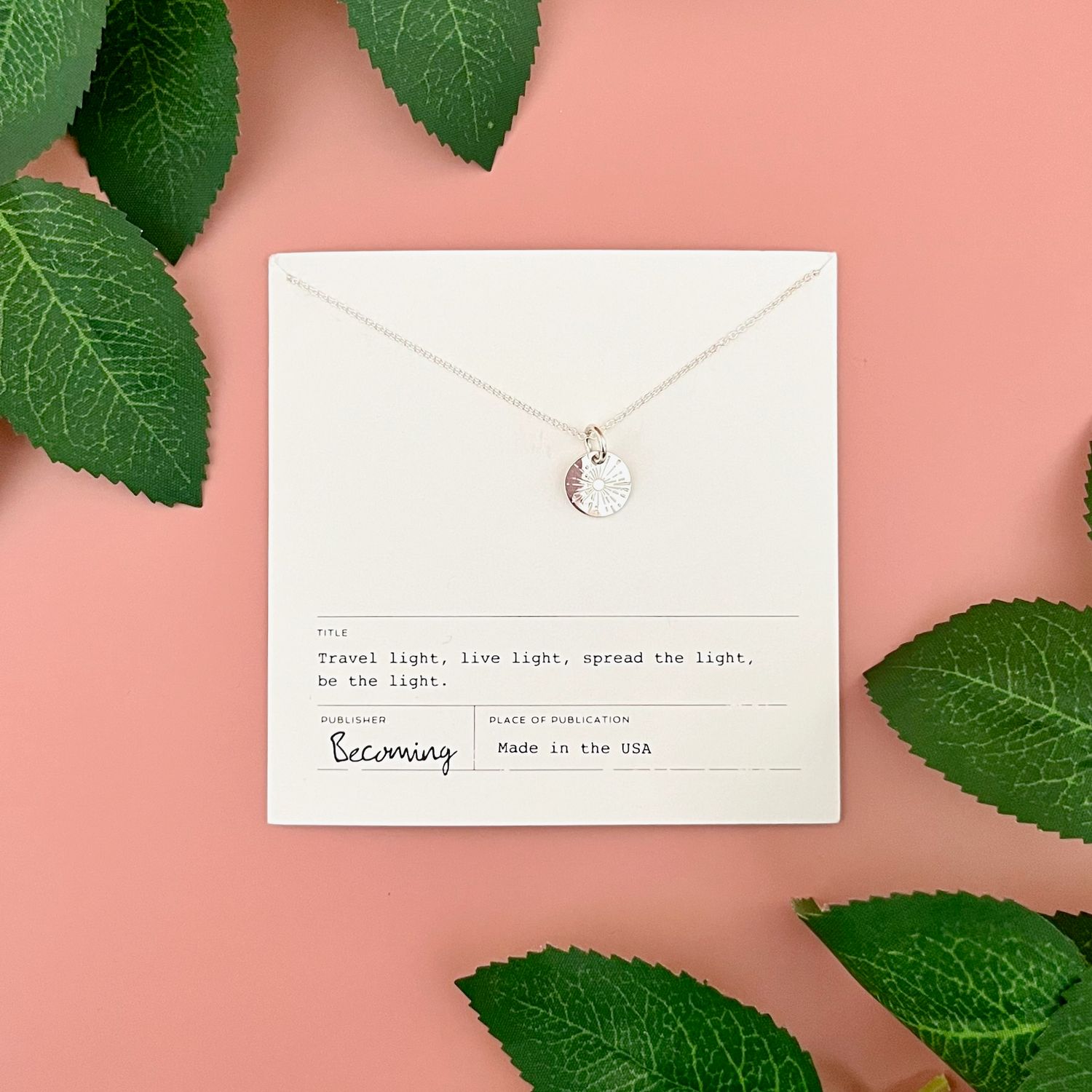 Be The Light Necklace, Style: Sterling Silver