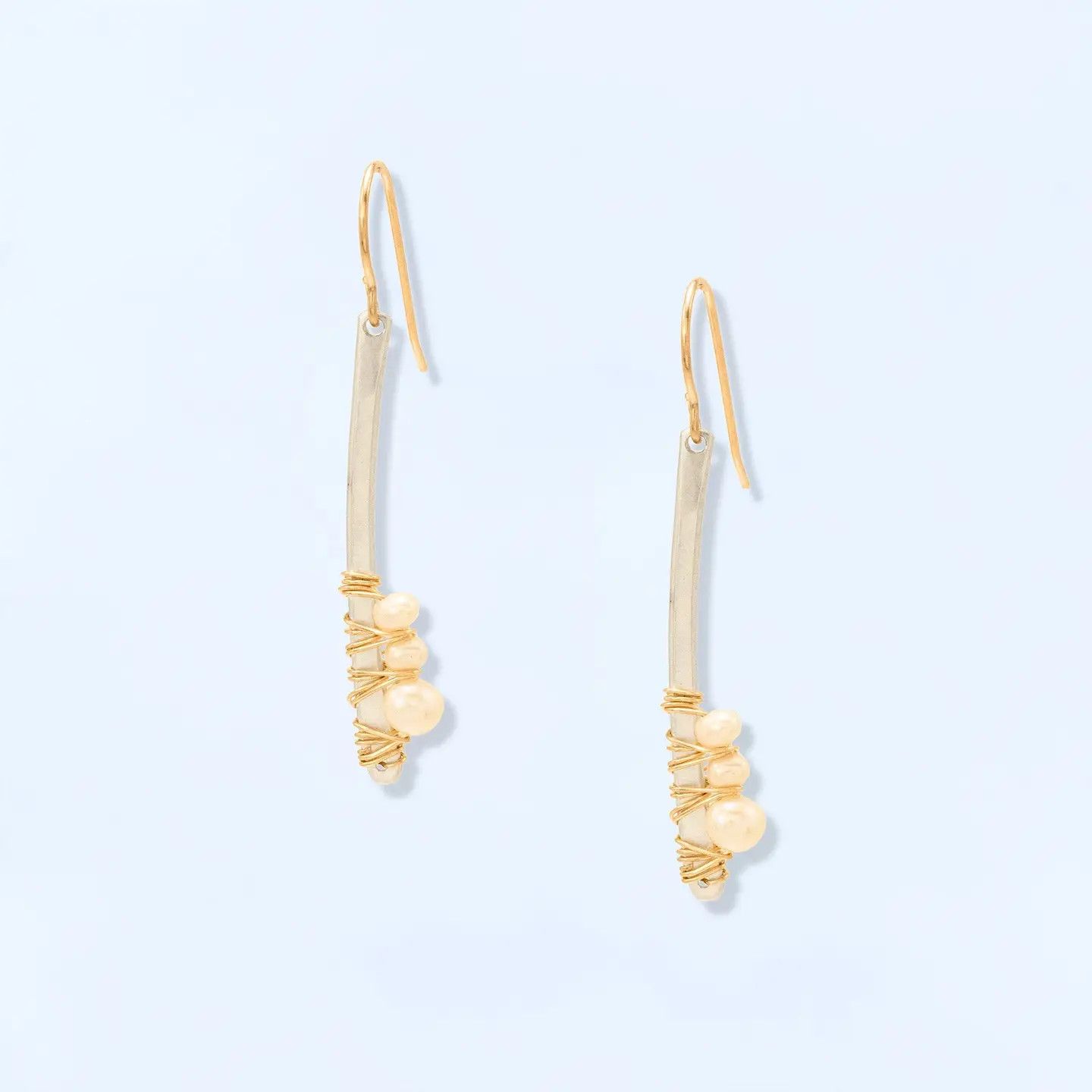 Mixed Metals Graduated Pearl Trio Earrings