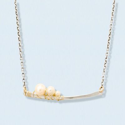 Mixed Metals Graduated Pearl Trio Necklace