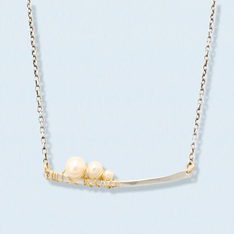 Mixed Metals Graduated Pearl Trio Necklace