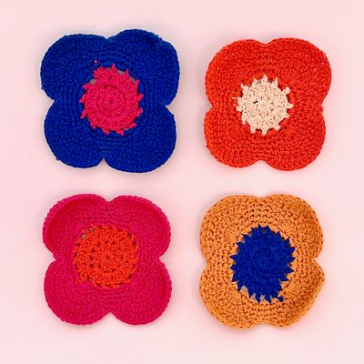Poppy Crochet Coasters S/4