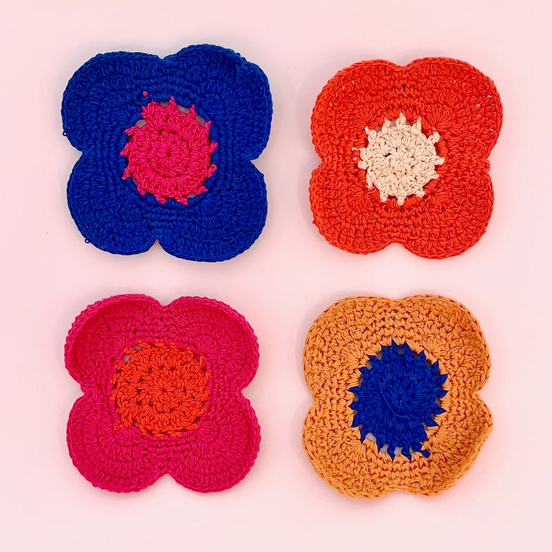 Poppy Crochet Coasters S/4
