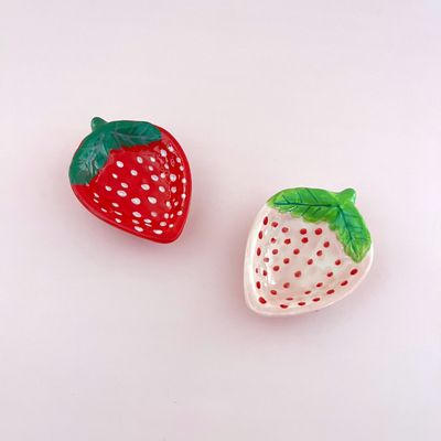 Hand-Painted Ceramic Strawberry Shaped Dish