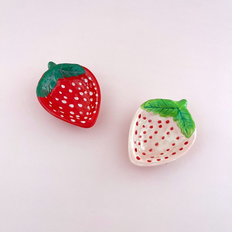 Hand-Painted Ceramic Strawberry Shaped Dish