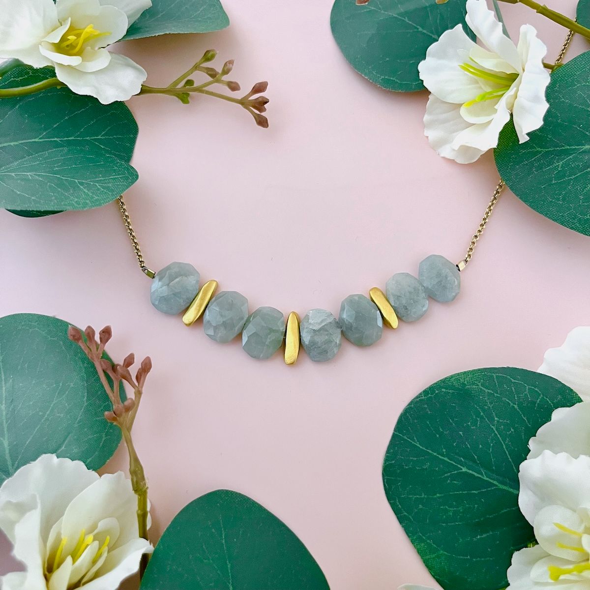 Chunky Aquamarine &amp; Gold Vermeil Nuggets Necklace