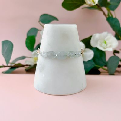 Aquamarine Beads &amp; Silver Chain Bracelet