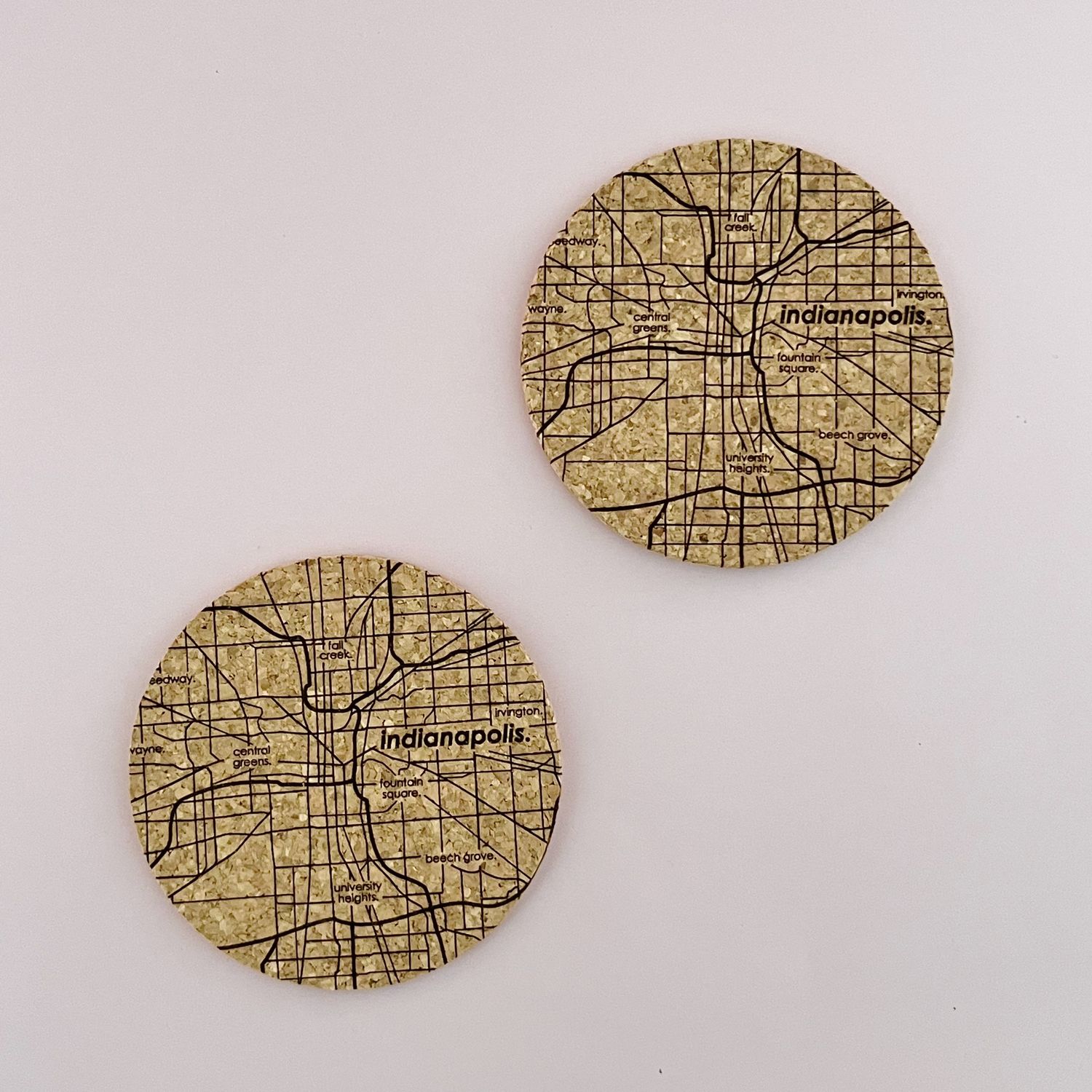 Indianapolis Map Cork Coasters Set of 2