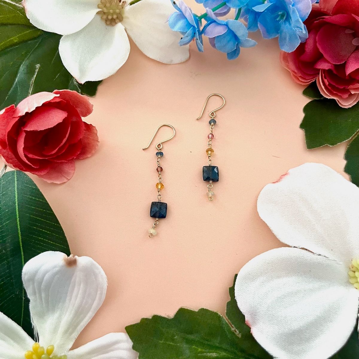 Alpine Wildflower Collection, Style: Multi-Sapphire Drop Earrings