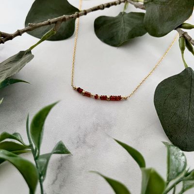 Handmade Hessonite Garnet Beaded Bar Necklace