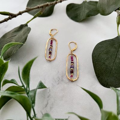 Handmade Gemstone Spectrum Oval Earrings