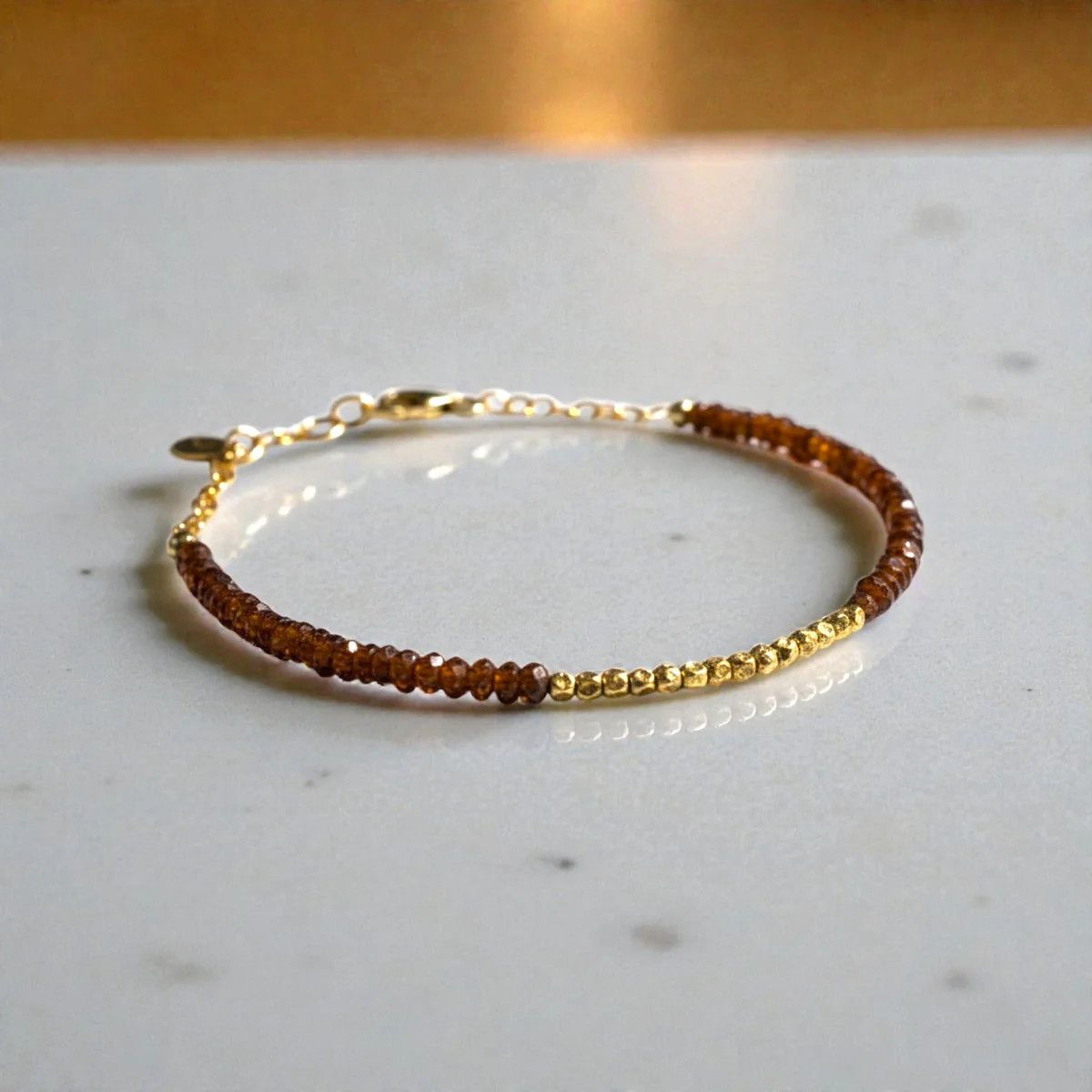 Handmade Sunset Bracelet with Hessonite Garnet