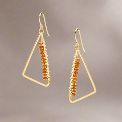 Handmade Sunset Earrings with Hessonite Garnet