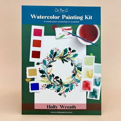 Holly Wreath Watercolor Painting Kit