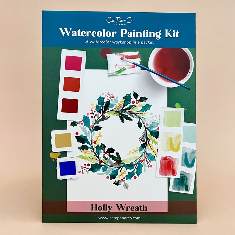 Holly Wreath Watercolor Painting Kit