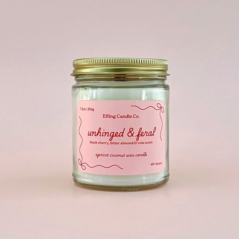 Unhinged &amp; Feral Wood Wick Candle | Black Cherry, Bitter Almond &amp; Rose