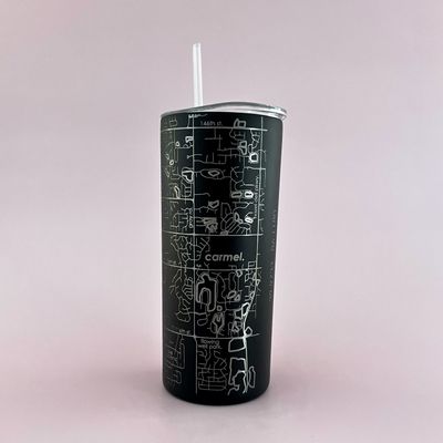 Carmel Map Insulated Black Tumbler 16oz
