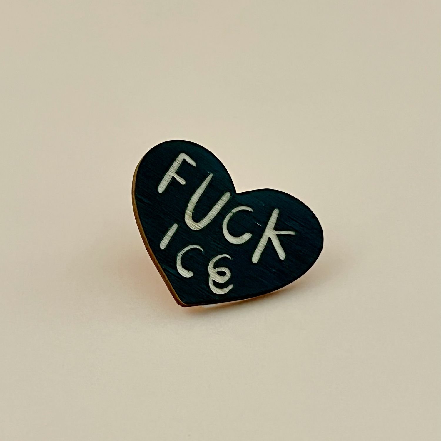 Snowmade ICE Pin, Style: Fuck ICE (black heart)