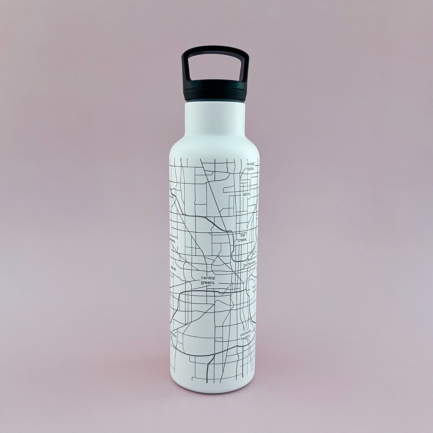 Indianapolis Map Insulated Drinkware White Bottle 21oz
