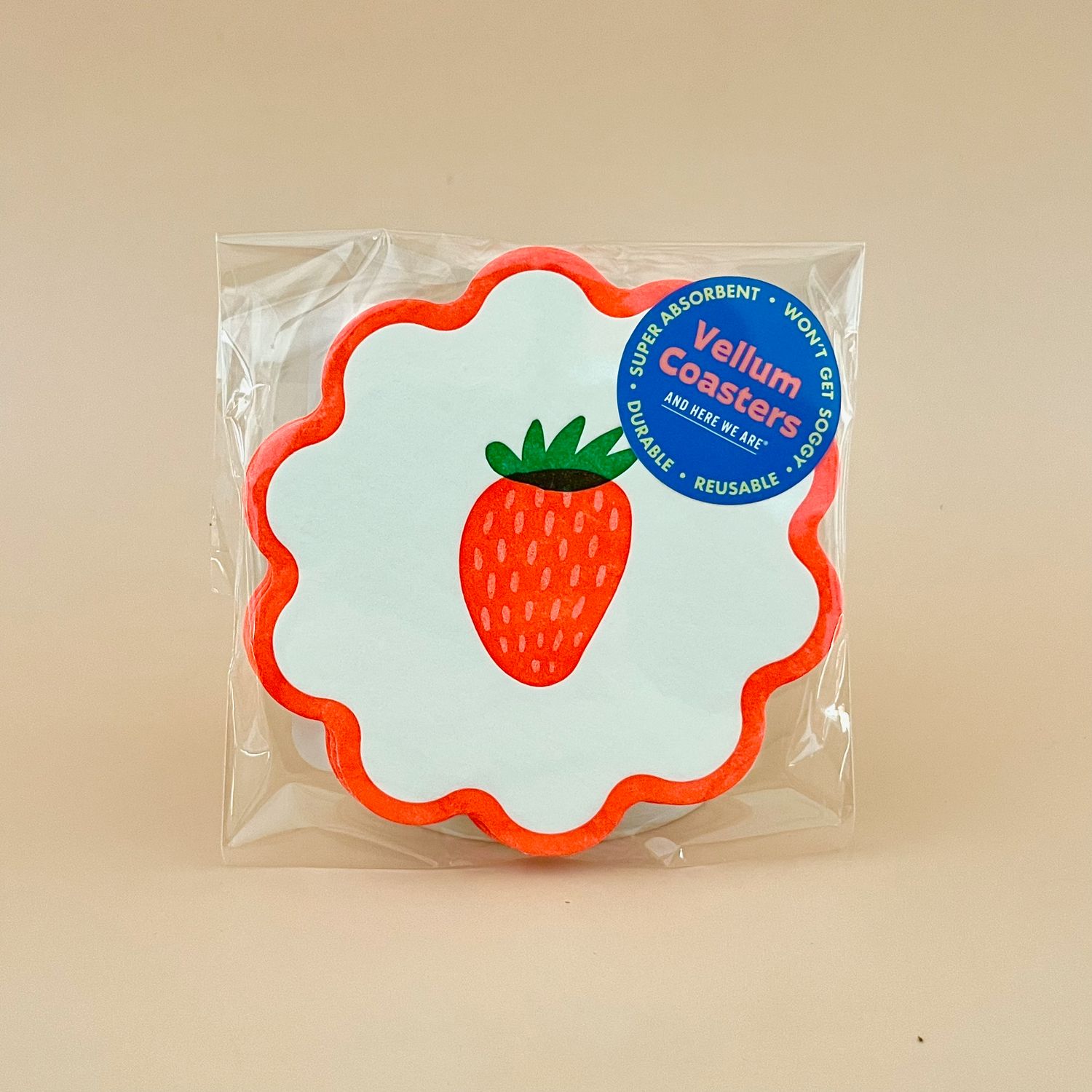 Reusable Vellum Coaster, Style: Strawberry