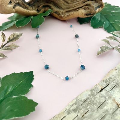 Handmade Silver Necklace with Kyanite stations
