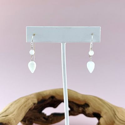 Handmade Earrings with moonstone briolette, coin