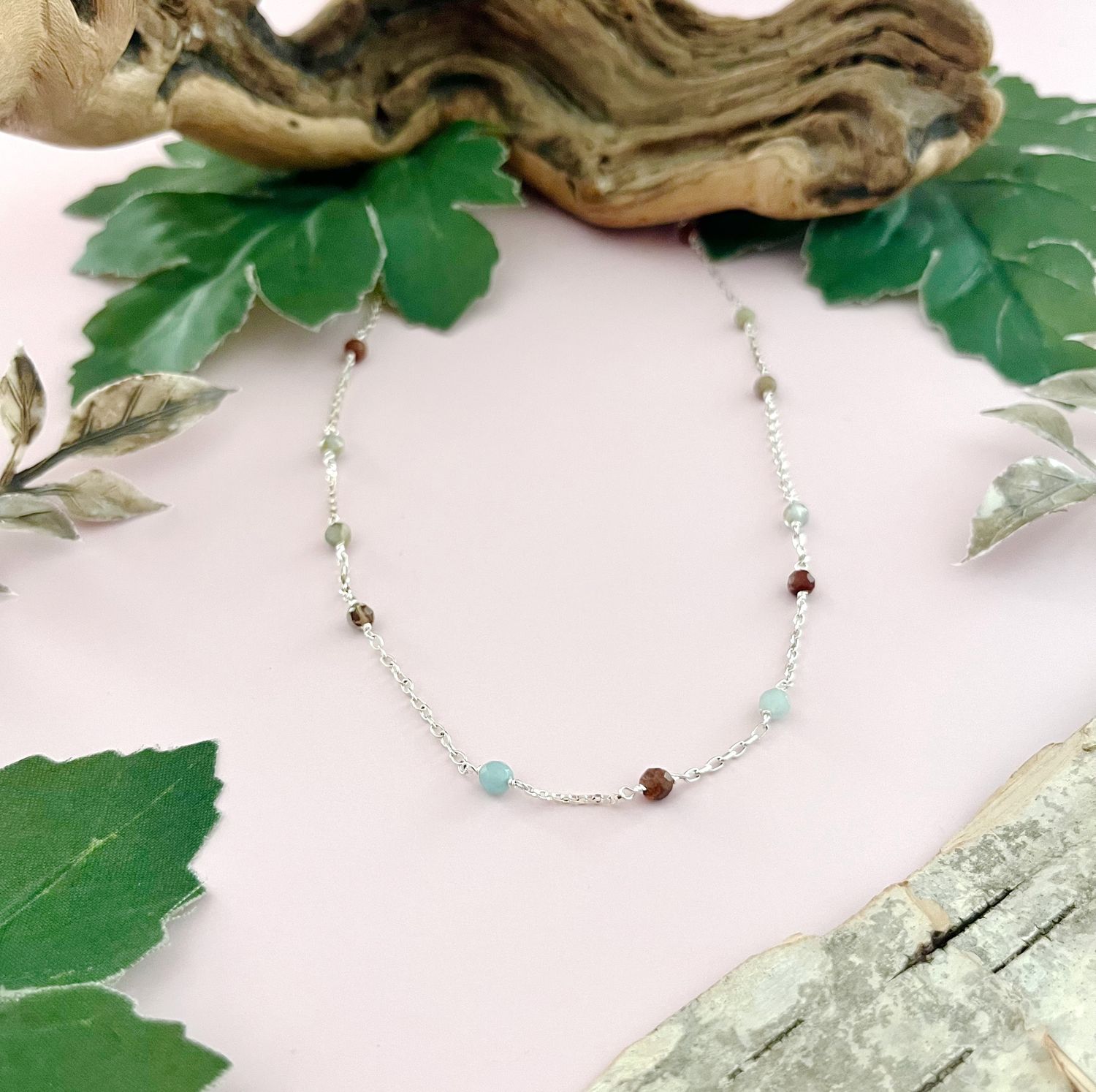Handmade Necklace with treasure jasper stations