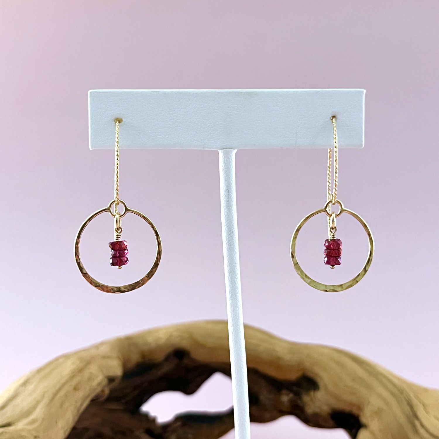 Handmade 14k goldfill earrings with garnet heishi