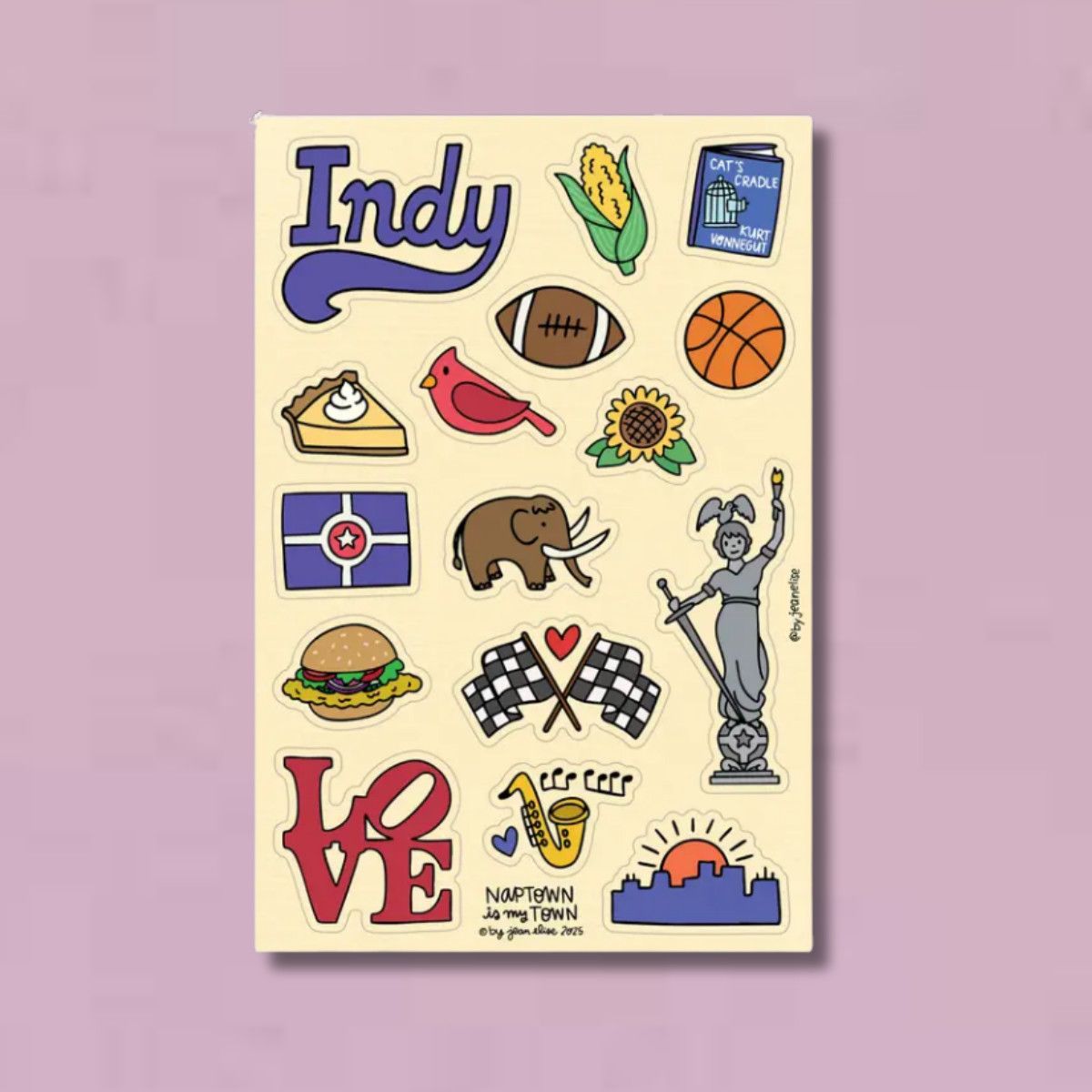 Indianapolis Sticker Sheet by local artist Jean Elise
