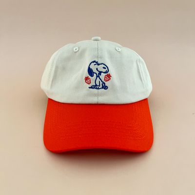 Snoopy Embroidered Dad Hat Strawberry