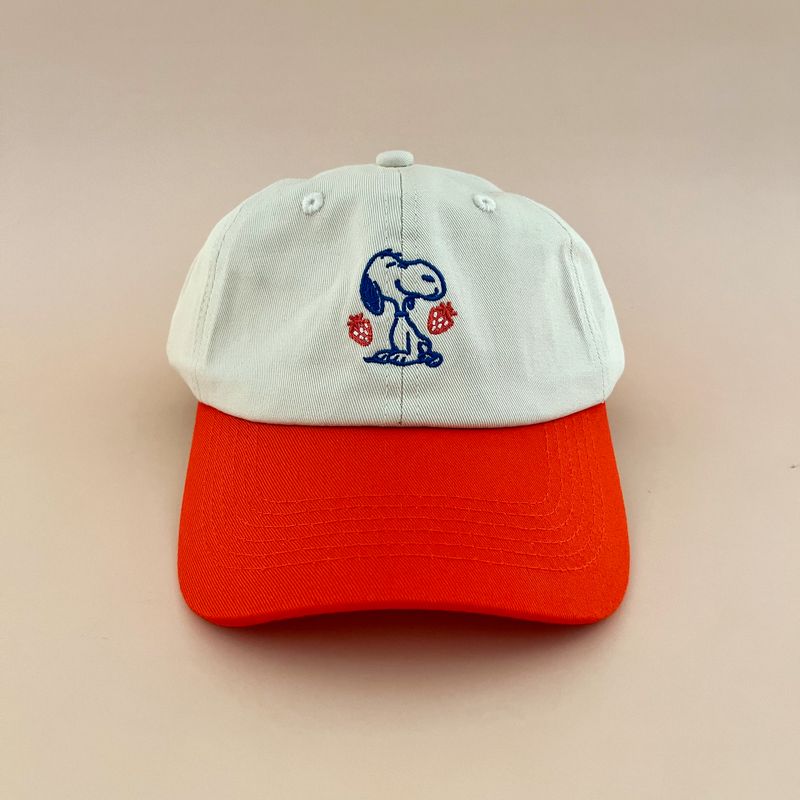 Snoopy Embroidered Dad Hat Strawberry