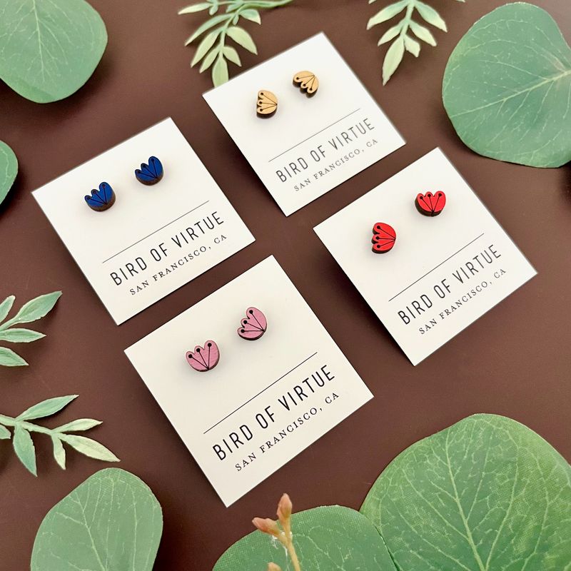 Blomma Wood Stud Earrings