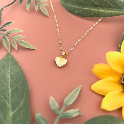 Gold Filled Small Heart Locket Necklace