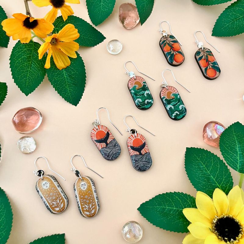 SS26 Oblong Paper + Wood Earring