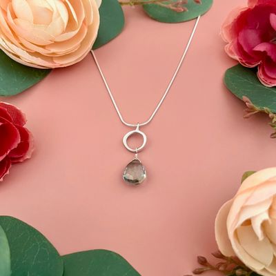 Handmade circle with mystic quartz necklace, silver