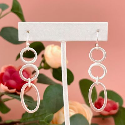 Handmade circles &amp; oval earrings, silver